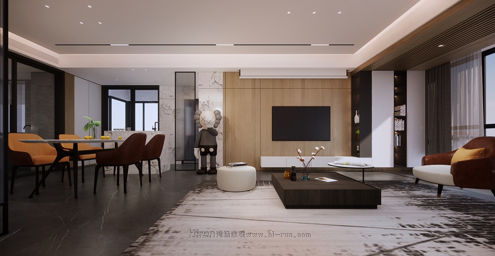 湘銀小區120㎡北歐之光三居室 裝修案例效果圖-02客廳