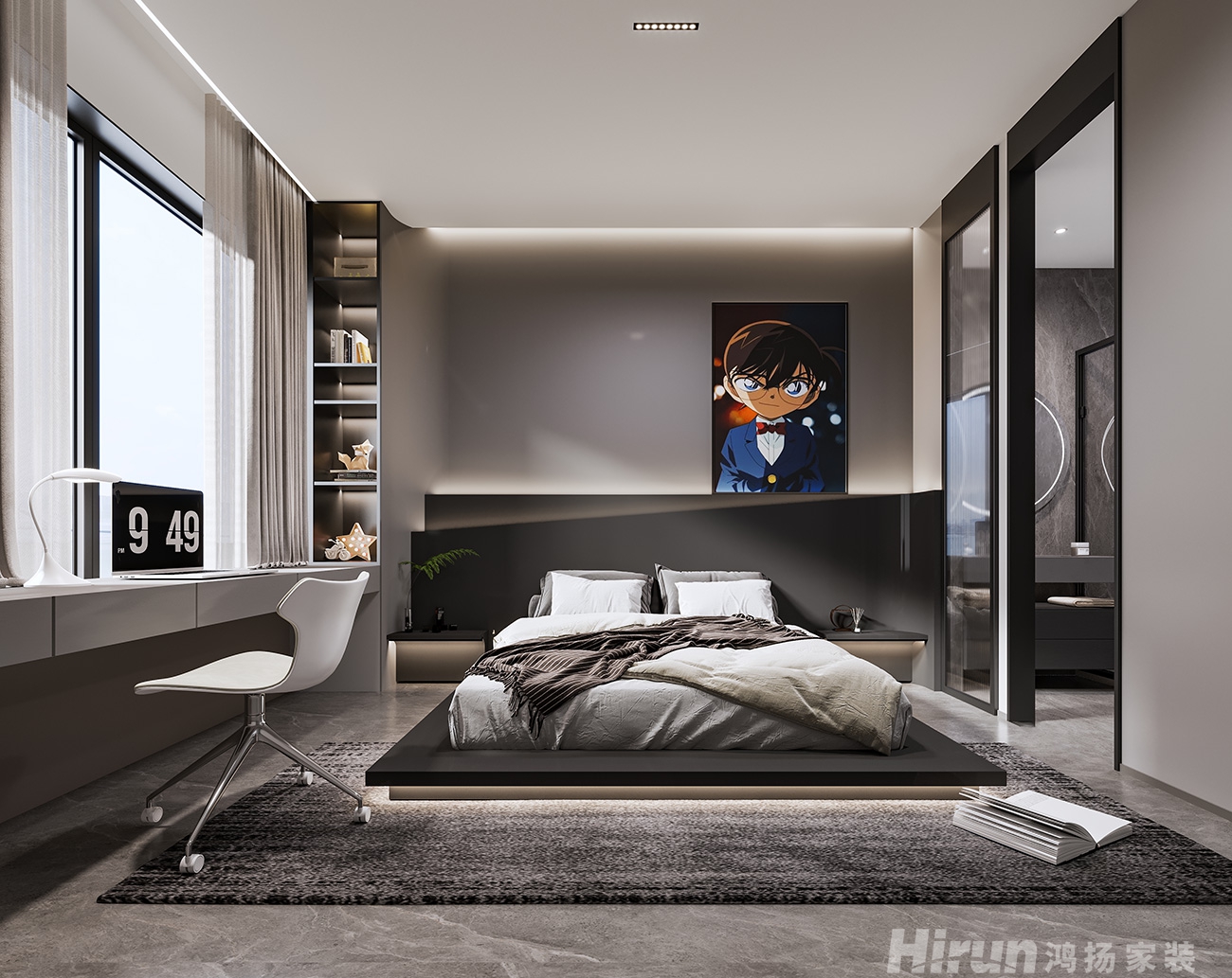 湘江壹號260㎡雅致現(xiàn)代大平層 裝修案例效果圖-4