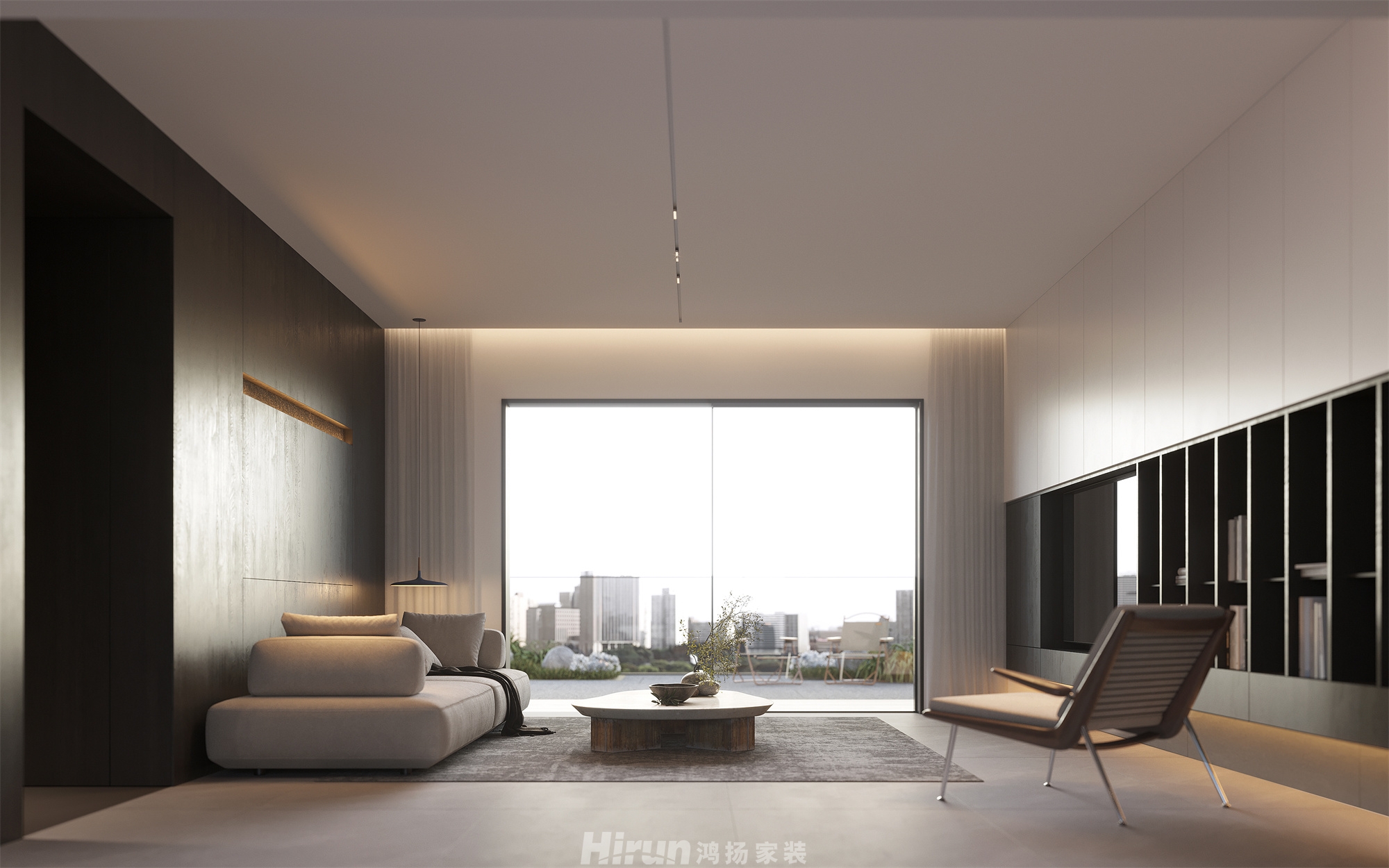 福田藏郡院子200㎡雅致現代大平層 裝修案例效果圖-4