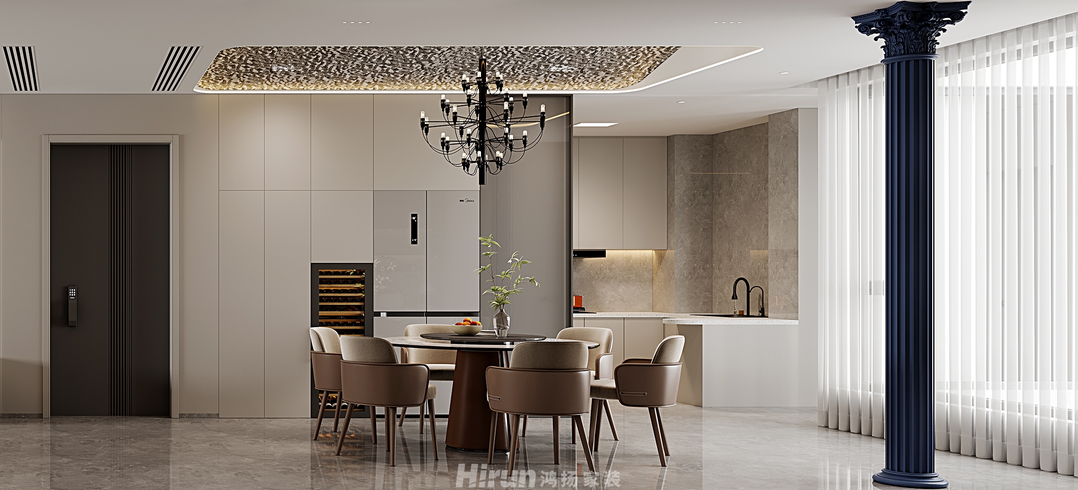 江山壹號220㎡輕歐簡美四居室 裝修案例效果圖-4